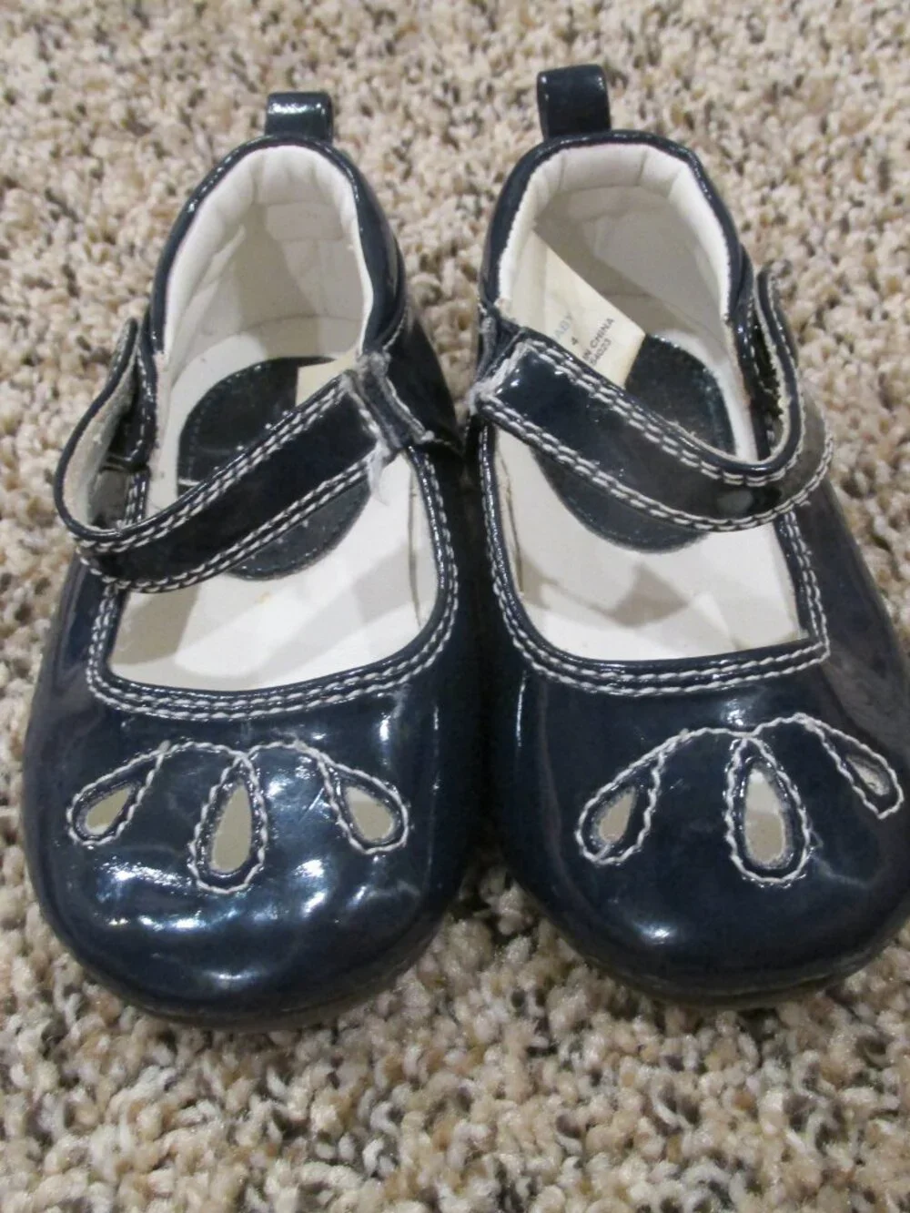 Baby Gap Mary Jane Shoes Toddler‎ Girls Size 4 Navy Blue White Stitching Snap